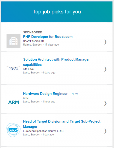 Recommended jobs via LinkedIn is a sure miss, and AngelList is smarter